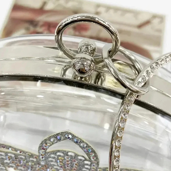 🖤 New Transparent Diamond Clutch/Chain Crossbody Purse🖤 - Picture 4 of 4
